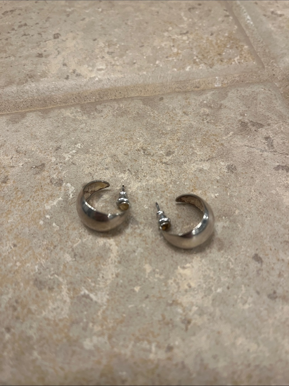 Chunky Silver Hoop Stud Earrings